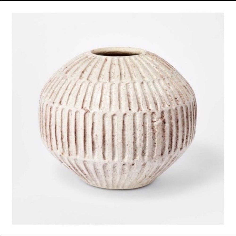 Studio McGee Carved Vase Cream Small